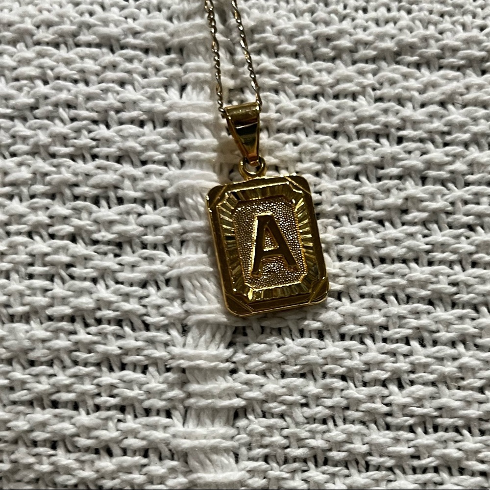 Bracha A initial card necklace